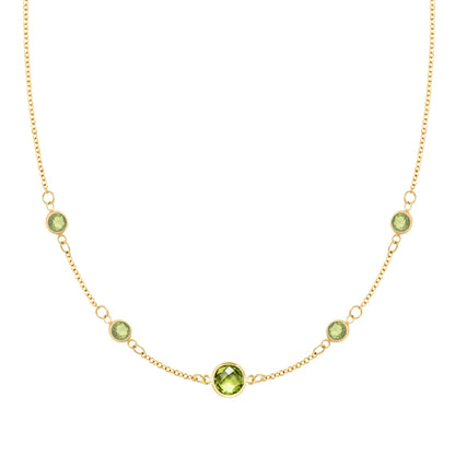 1 Grand & 4 Petite Peridot Necklace in 14k Gold (August)
