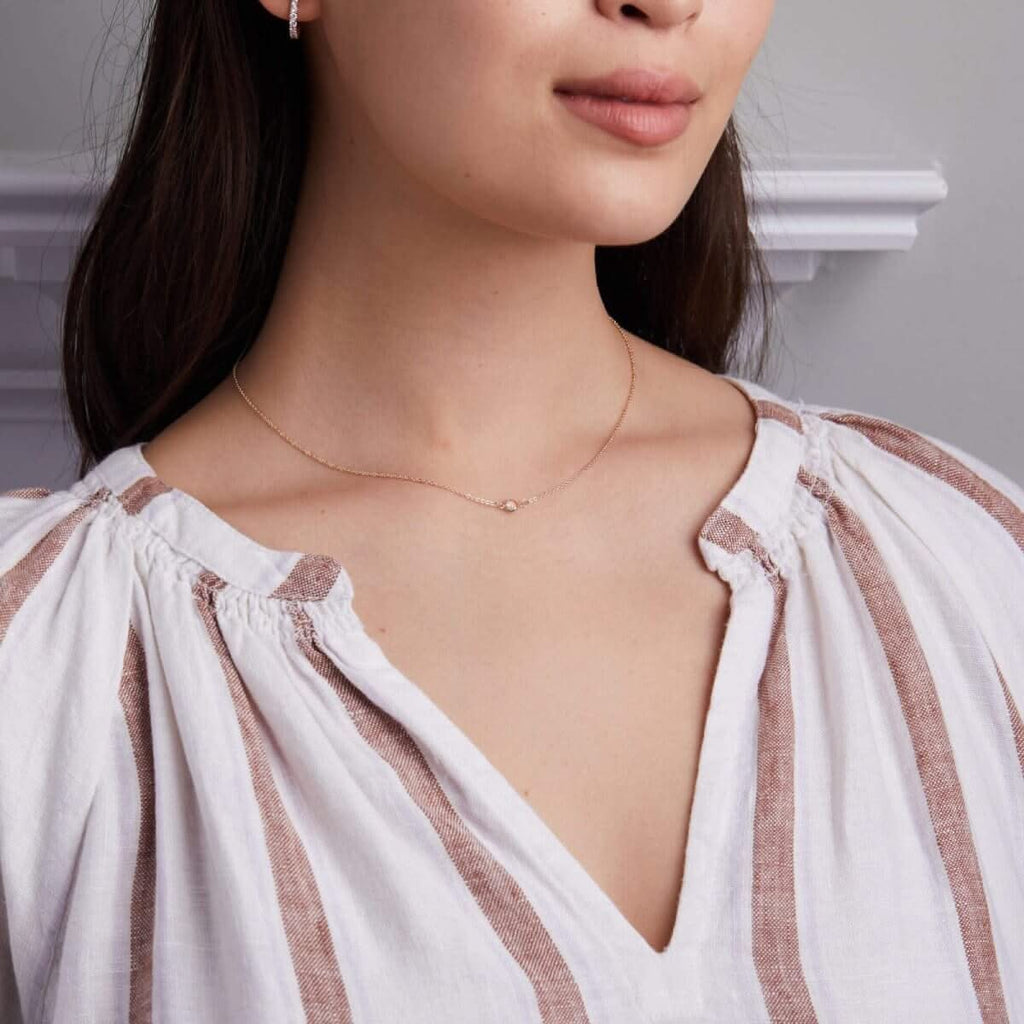 Petite 1 Opal Necklace in 14k Gold (October)