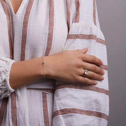 Petite 1 Sapphire Bracelet in 14k Gold (September)