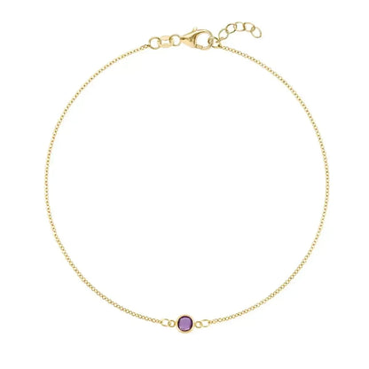 Petite 1 Amethyst Bracelet in 14k Gold (February)
