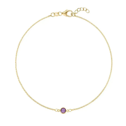 Petite 1 Amethyst Bracelet in 14k Gold (February)
