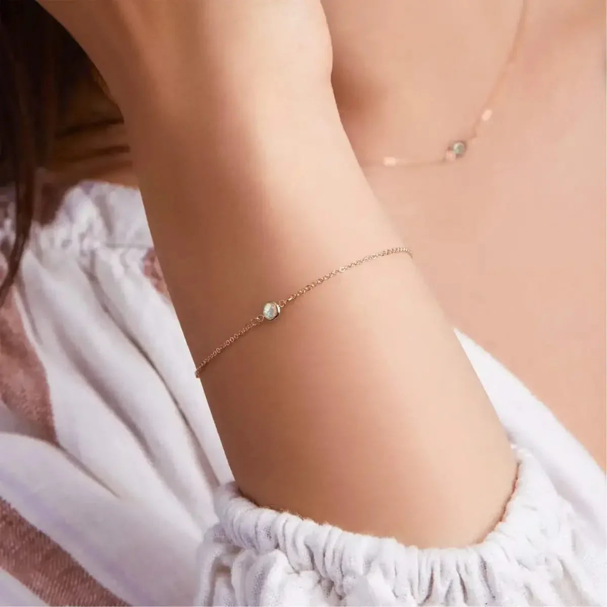 Petite 1 Opal Bracelet in 14k Gold (October)