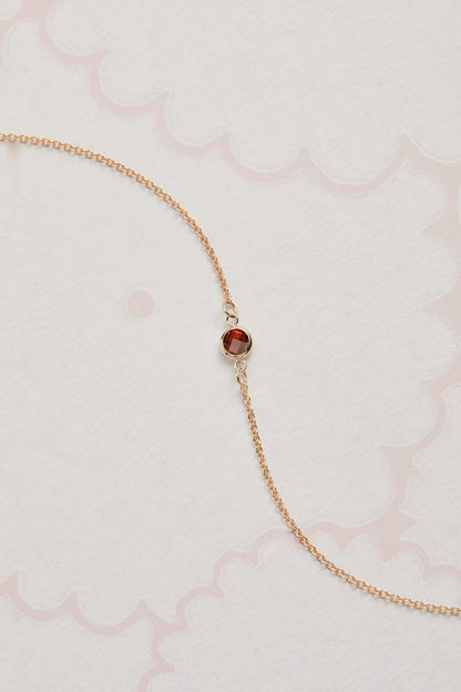 Petite 1 Garnet Necklace in 14k Gold (January)