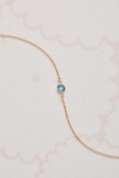 Petite 1 Nantucket Blue Topaz Necklace in 14k Gold (December)