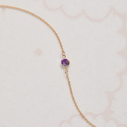Petite 1 Amethyst Necklace in 14k Gold (February)