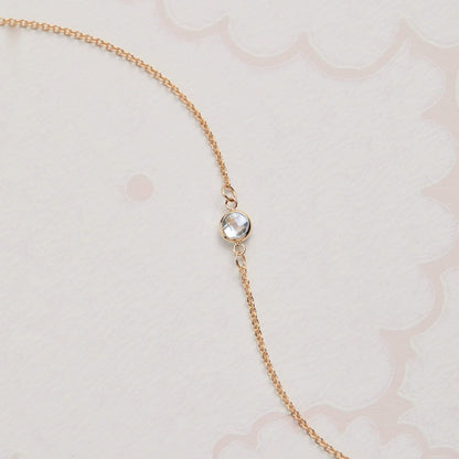 Petite 1 White Topaz Necklace in 14k Gold (April)