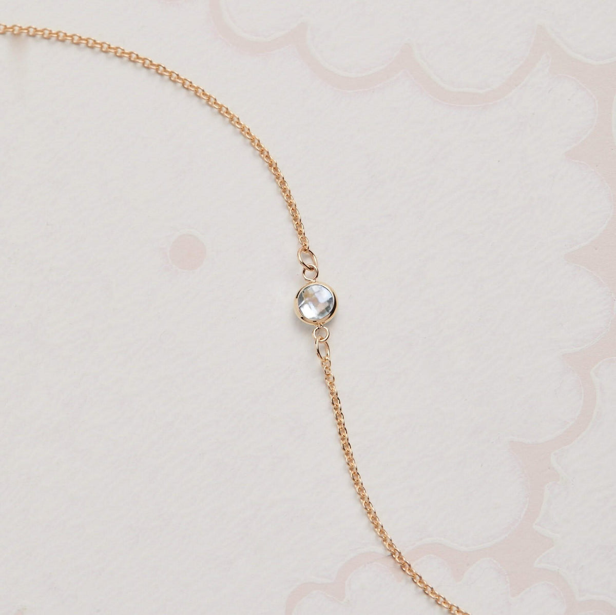 Petite 1 White Topaz Bracelet in 14k Gold (April)