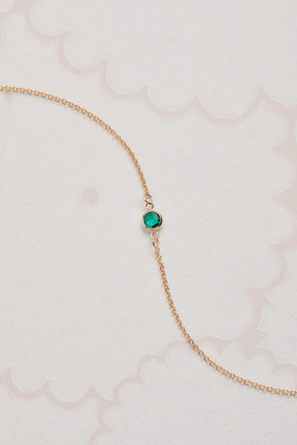 Petite 1 Emerald Necklace in 14k Gold (May)