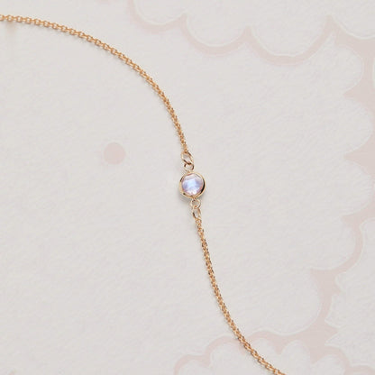 Petite 1 Moonstone Necklace in 14k Gold (June)