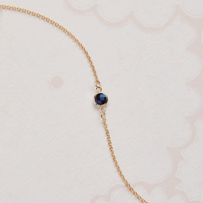 Petite 1 Sapphire Bracelet in 14k Gold (September)