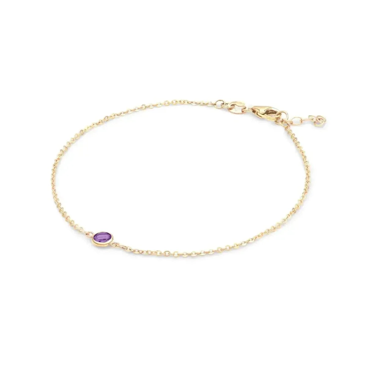 Petite 1 Amethyst Bracelet in 14k Gold (February)