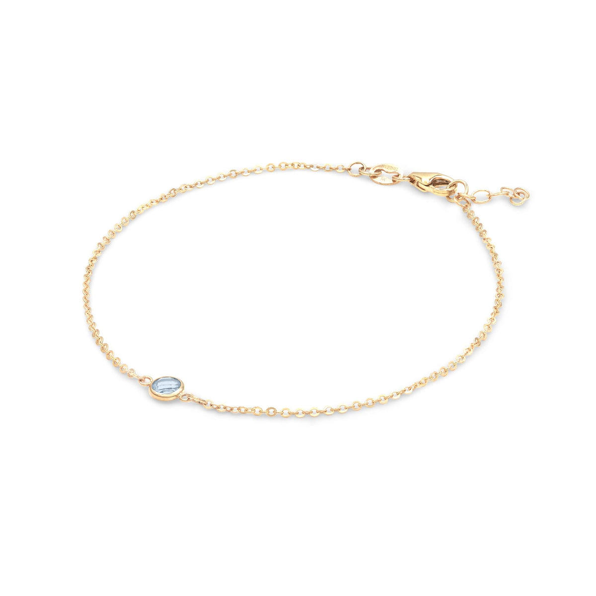 Petite 1 Aquamarine Bracelet in 14k Gold (March)