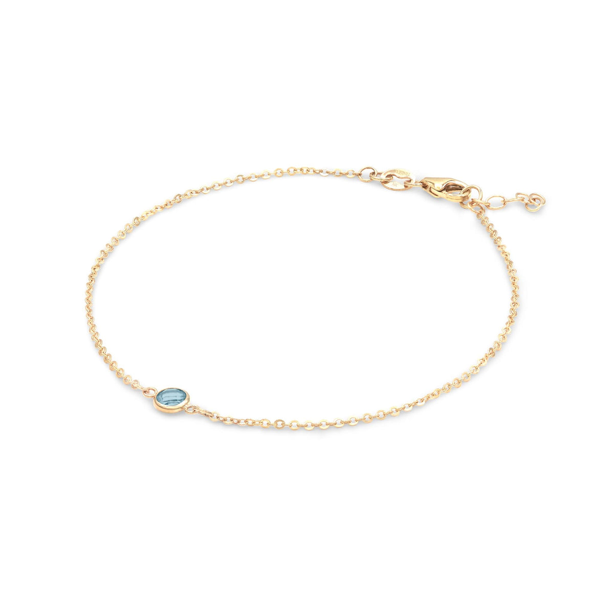 Petite 1 Nantucket Blue Topaz Bracelet in 14k Gold (December)