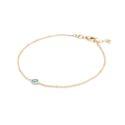 Petite 1 Nantucket Blue Topaz Bracelet in 14k Gold (December)