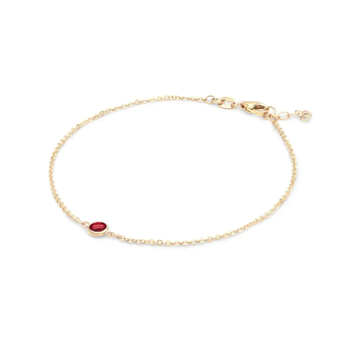 Petite 1 Garnet Bracelet in 14k Gold (January)