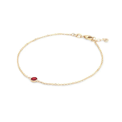 Petite 1 Garnet Bracelet in 14k Gold (January)