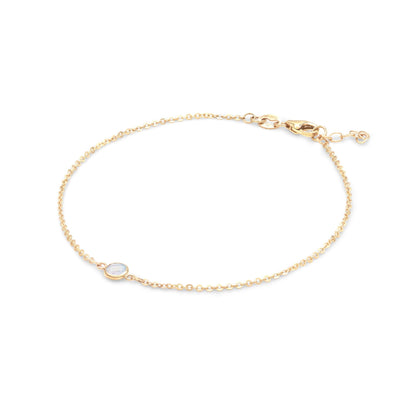Petite 1 Moonstone Bracelet in 14k Gold (June)