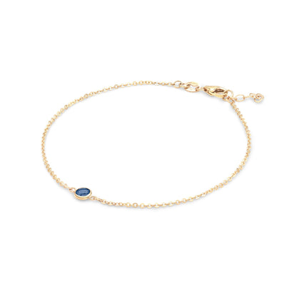 Petite 1 Sapphire Bracelet in 14k Gold (September)