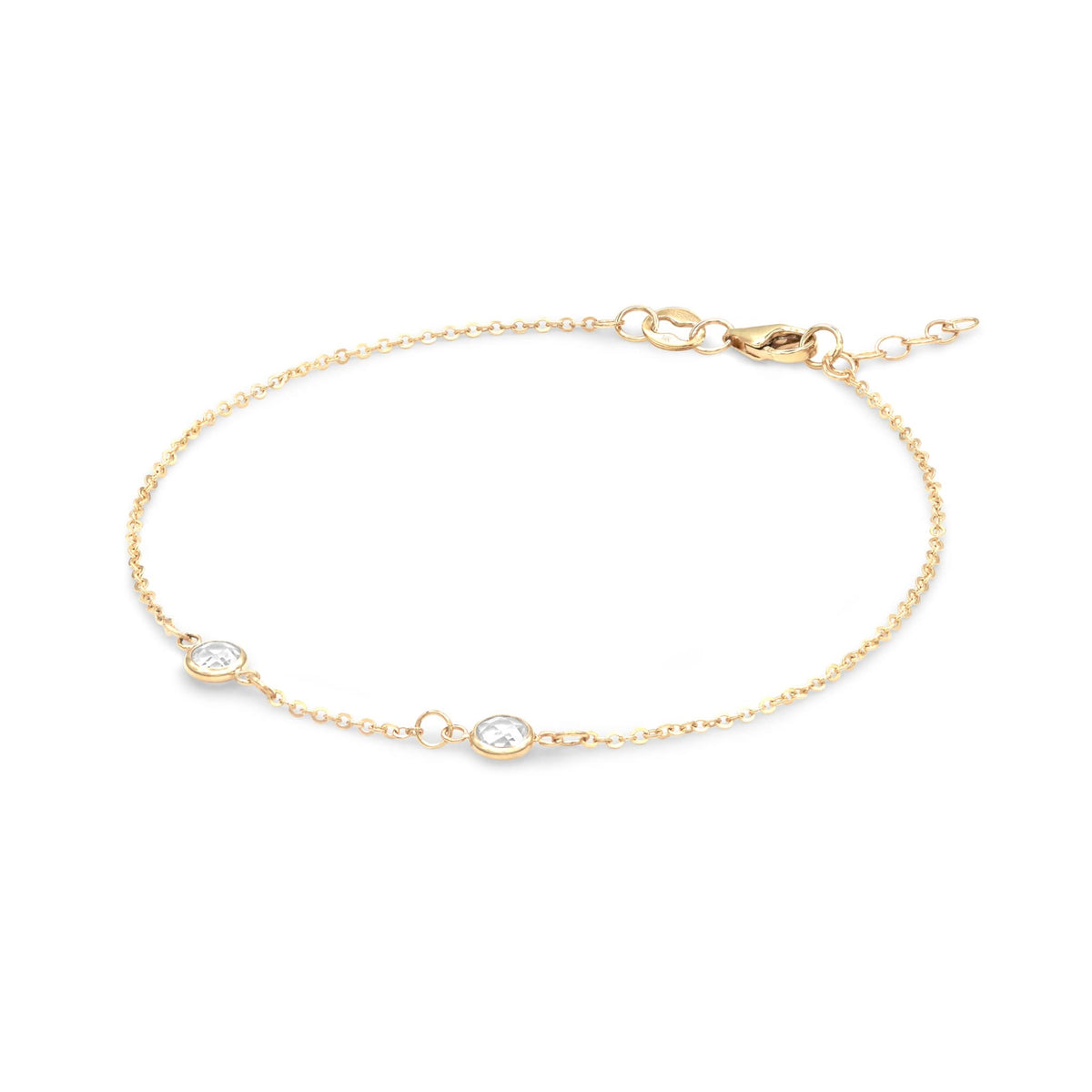 Petite 2 Birthstone Bracelet in 14k Gold