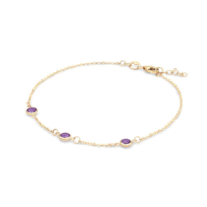 Bayberry 3 Amethyst Bracelet in 14k Gold (February)