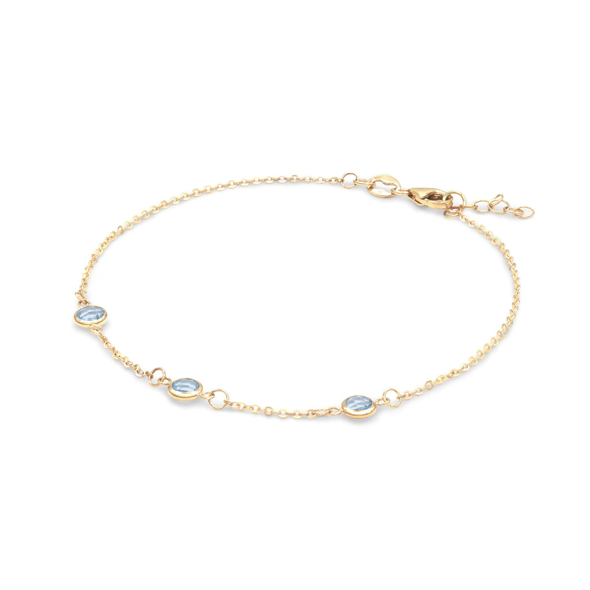 Bayberry 3 Aquamarine Bracelet in 14k Gold (March)