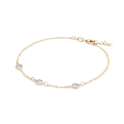 Bayberry 3 Aquamarine Bracelet in 14k Gold (March)