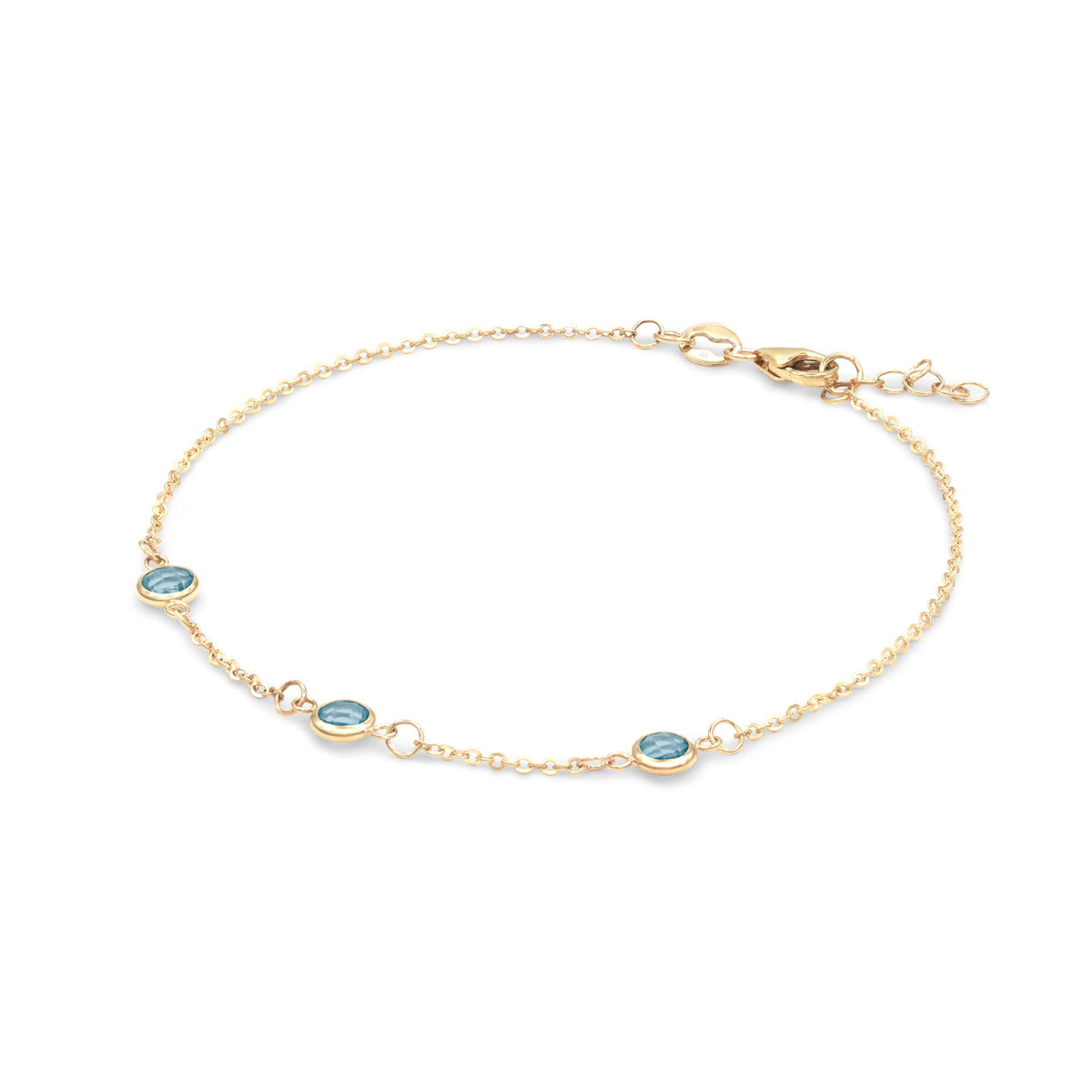 Bayberry 3 Nantucket Blue Topaz Bracelet in 14k Gold (December)