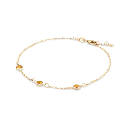 Bayberry 3 Citrine Bracelet in 14k Gold (November)