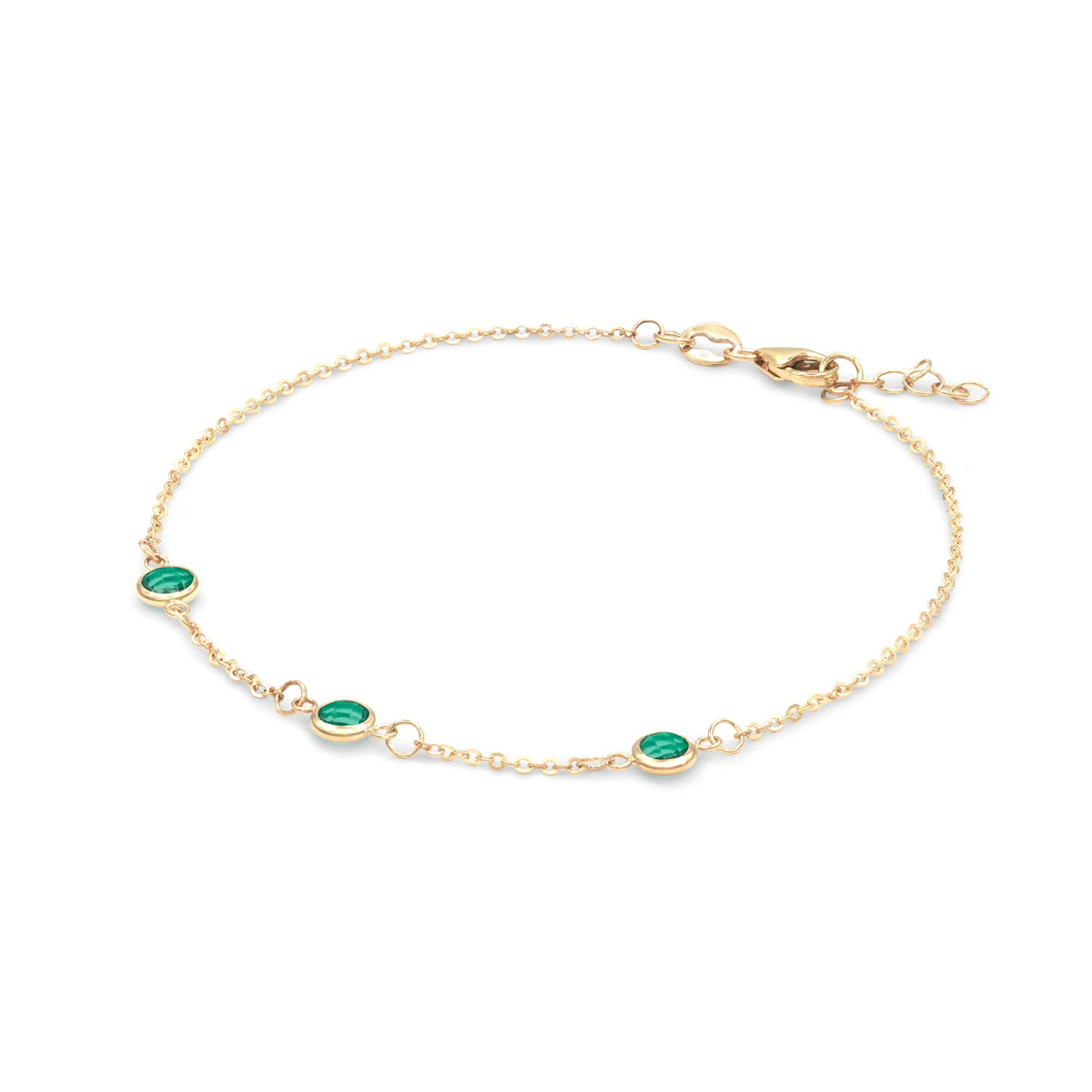 Bayberry 3 Emerald Bracelet in 14k Gold (May)