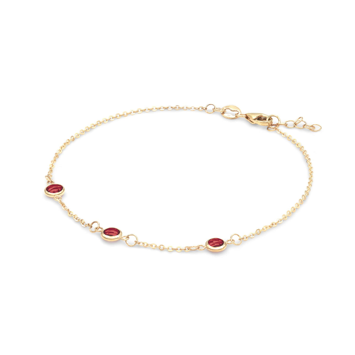 Bayberry 3 Garnet Bracelet in 14k Gold (January)