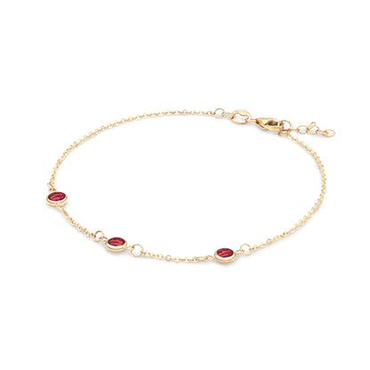 Bayberry 3 Garnet Bracelet in 14k Gold (January)