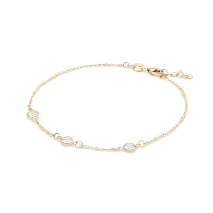 Bayberry 3 Moonstone Bracelet in 14k Gold (June)