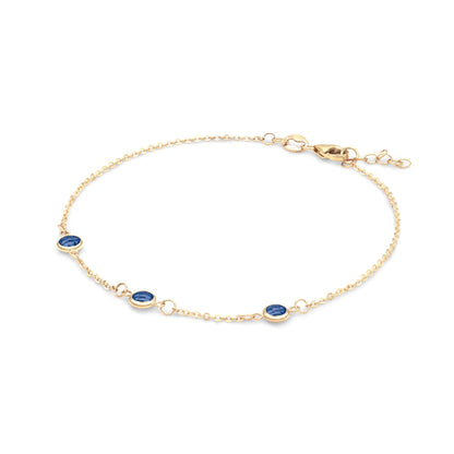 Bayberry 3 Sapphire Bracelet in 14k Gold (September)