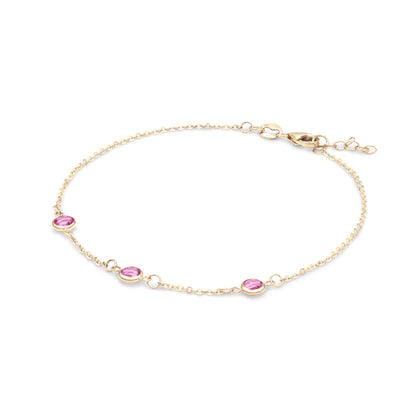 Bayberry 3 Pink Sapphire Bracelet in 14k Gold (October)