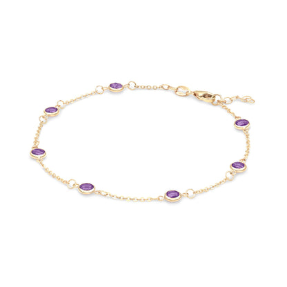Bayberry 7 Amethyst Bracelet in 14k Gold (February)