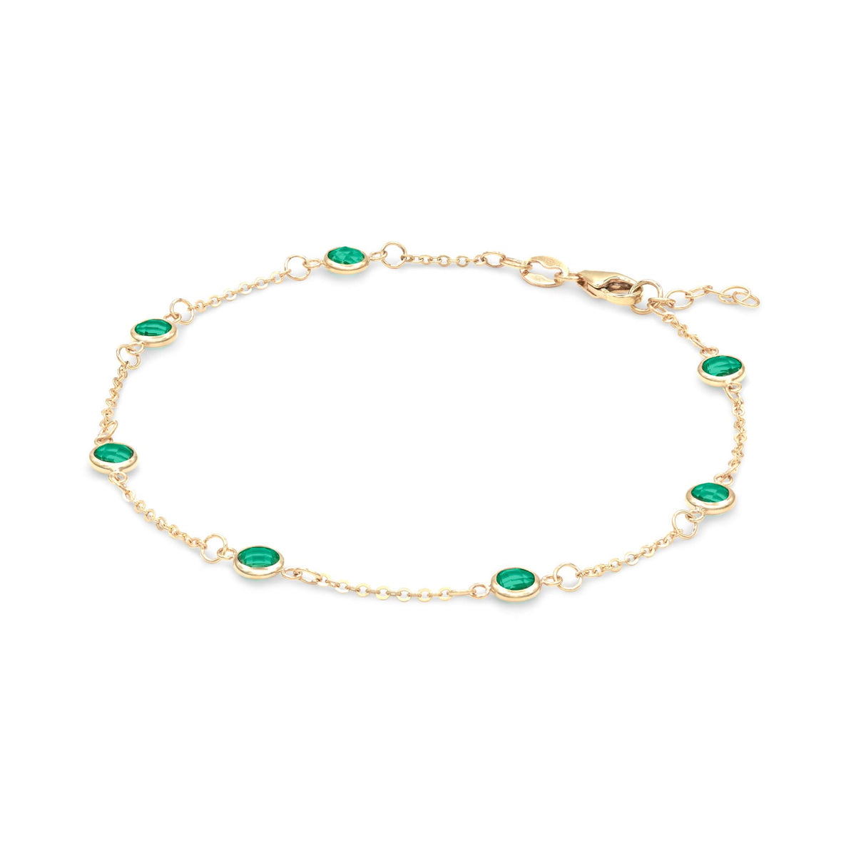 Bayberry 7 Emerald Bracelet in 14k Gold (May)