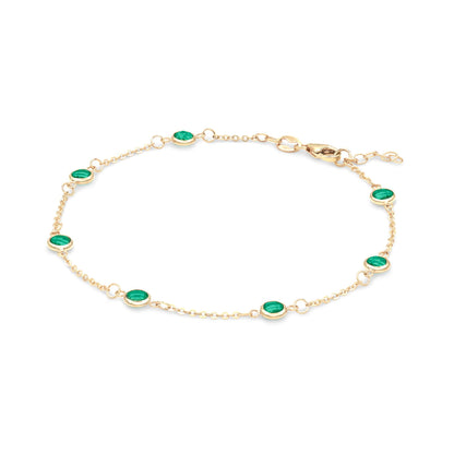 Bayberry 7 Emerald Bracelet in 14k Gold (May)