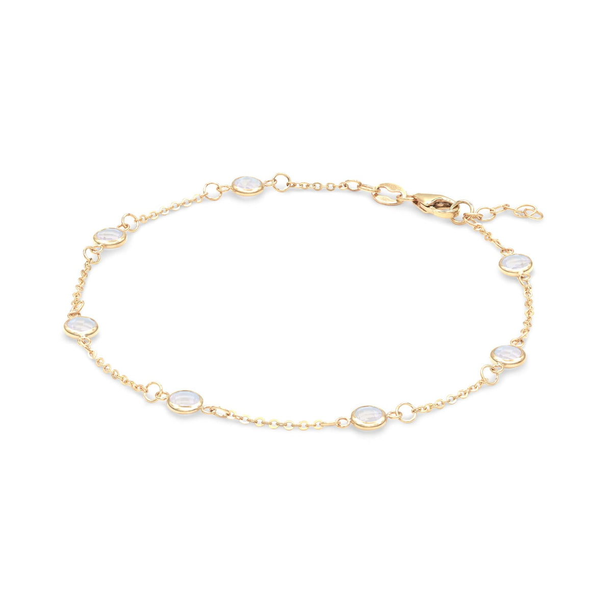 Bayberry 7 Moonstone Bracelet in 14k Gold (June)
