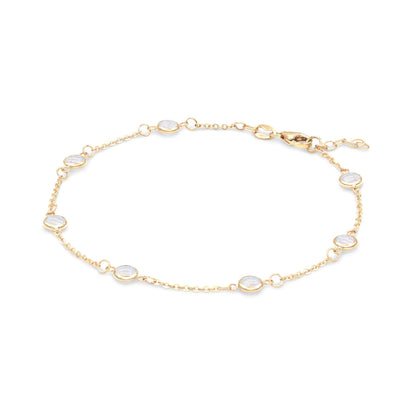 Bayberry 7 Moonstone Bracelet in 14k Gold (June)