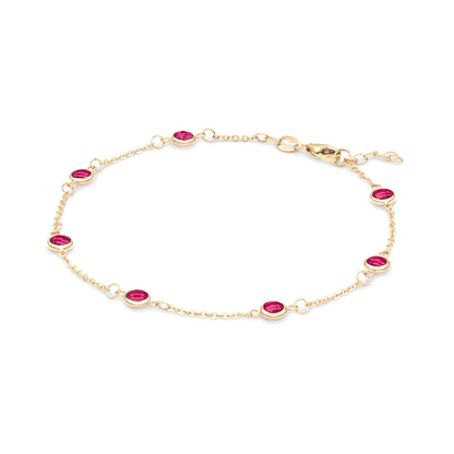 Bayberry 7 Ruby Bracelet in 14k Gold (July)