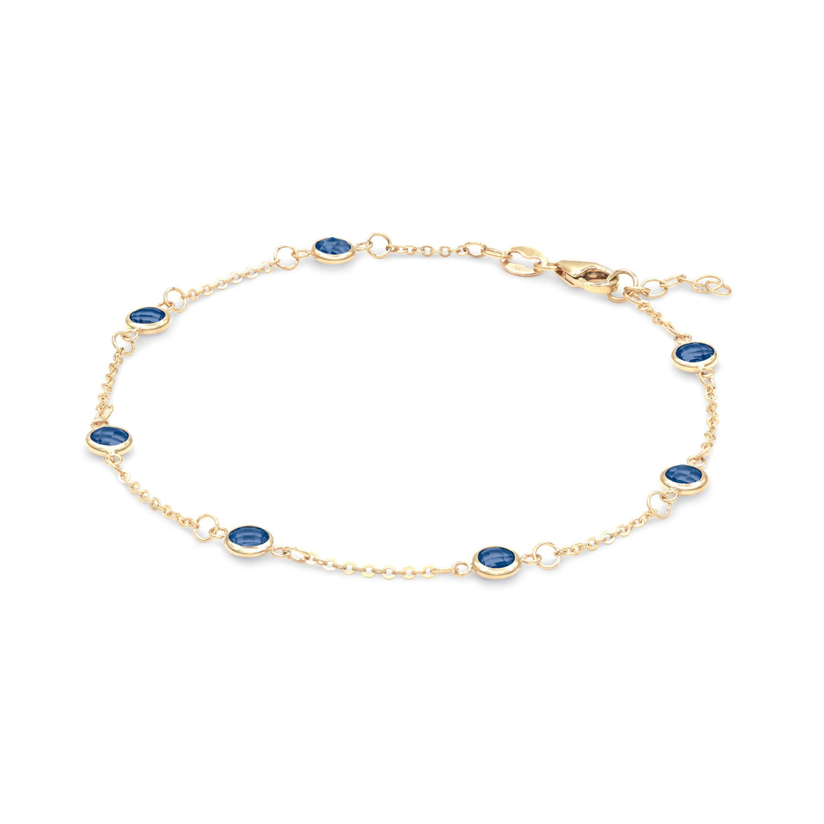 Bayberry 7 Sapphire Bracelet in 14k Gold (September)