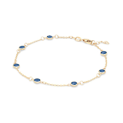 Bayberry 7 Sapphire Bracelet in 14k Gold (September)