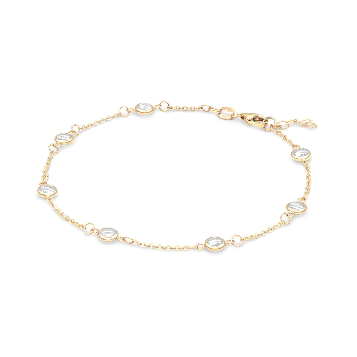 Bayberry 7 White Topaz Bracelet in 14k Gold (April)