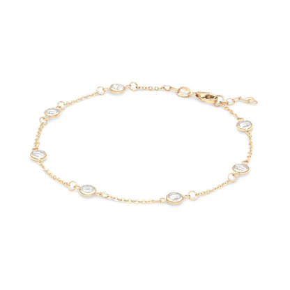 Bayberry 7 White Topaz Bracelet in 14k Gold (April)