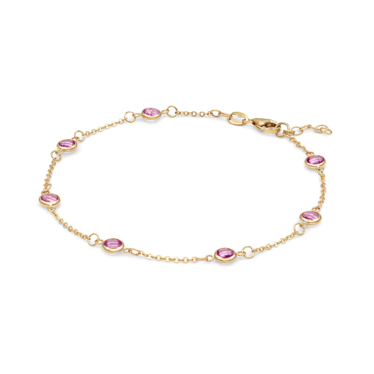 Bayberry 7 Pink Sapphire Bracelet in 14k Gold (October)
