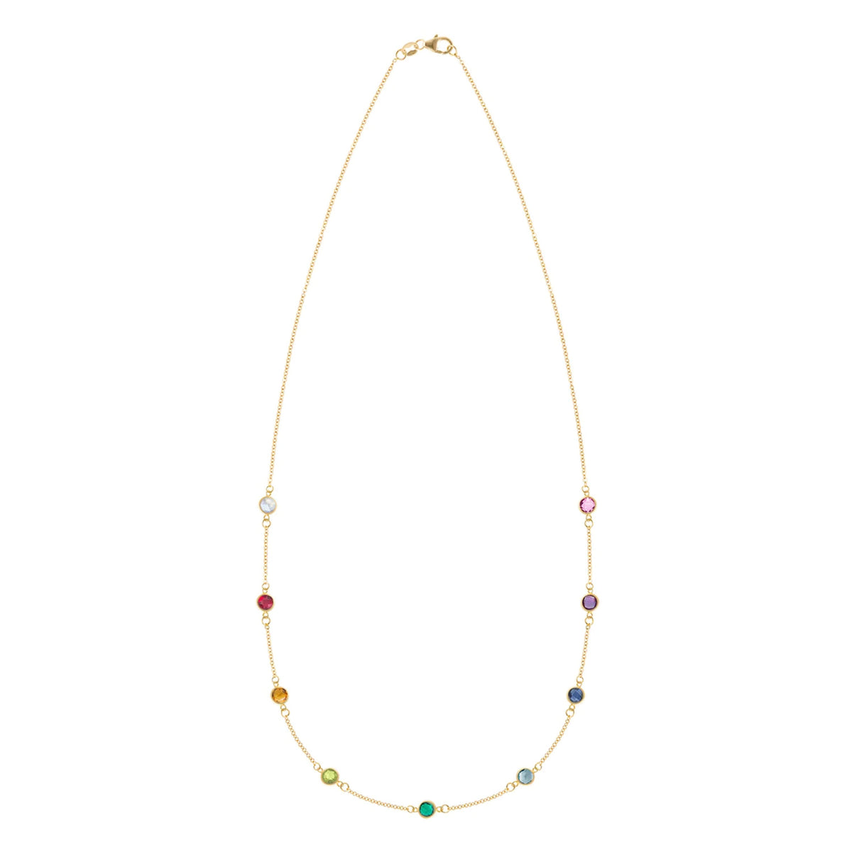 Rainbow 9 Stone Necklace in 14k Gold