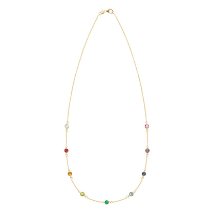 Rainbow 9 Stone Necklace in 14k Gold