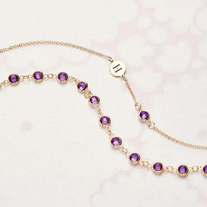 Newport Amethyst Bracelet in 14k Gold (February)