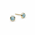 Petite Nantucket Blue Topaz Stud Earrings in 14k Gold (December)