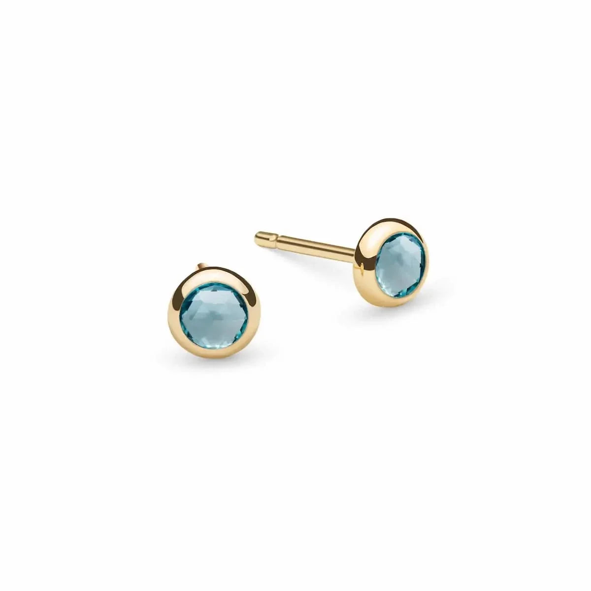 Petite Nantucket Blue Topaz Stud Earrings in 14k Gold (December)